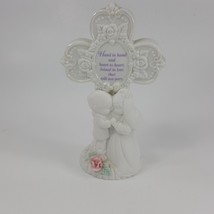 Precious Moments  Cross with Bride and Groom Figurine hand heart love  H... - £11.99 GBP