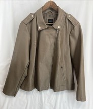 NWT Lane Bryant Size 26/28 Faux Brown Leather Women’s Motto Jacket - £47.83 GBP