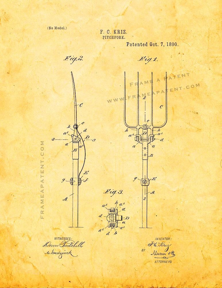 Pitchfork Patent Print - Golden Look