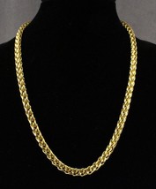 Modern Costume Jewelry Gold Tone Tube Mesh Chain 24&quot; Long Bold by ANN KLEIN - £22.57 GBP