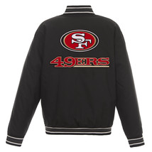 NFL San Francisco 49ers Poly Twill Jacket Black Embroidered Patch Logos JHD - £110.26 GBP