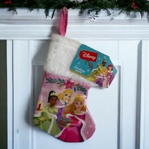 Disney Princess Mini Stocking Pink White Fur 7&quot; Christmas Holiday Decor New - £3.98 GBP