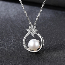 Fine Jewelry S925 Sterling Silver Freshwater Pearl Pendant Silver Fashion Simple - £19.18 GBP