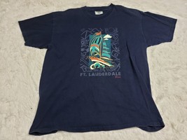 Vintage 1994 Fort Lauderdale Florida Lee Blue Ctton Shirt XL Made USA Sailboat - $6.48