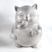 Cat Animal Cute Happy Ceramic Garden Statue - $28.71