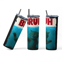 Bruh Funny Cat Meme Graphic Tumbler - £21.68 GBP