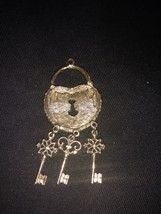 Gold Tone Lock and 3 Keys Pendant - $5.00
