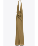 ZARA BNWT 2025. OLIVE GREEN DRAPED HALTERNECK MAXI DRESS VISCOSE. 8264/003/515 - $202.24