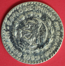 1959 Mexico Un 1 Peso .10 Silver Coin Morelos Estados Unidos Mexicanos G... - $14.24