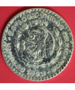 1959 Mexico Un 1 Peso .10 Silver Coin Morelos Estados Unidos Mexicanos G... - $19.44 CAD