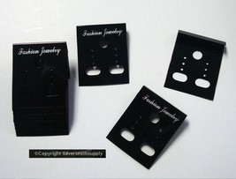 25 BLACK acrylic earring display cards pierced clip on jewelry display J... - £1.51 GBP