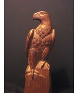Patriotic Art: Hand Crafted-Finished Wooden Eagle Sculpture 9 Inches Tall - £9.48 GBP
