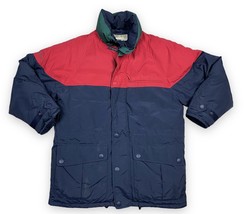 Vintage Eddie Bauer Goose Down Parka Puffer Jacket Coat Blue Red Colorblock Sz S - £58.02 GBP