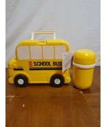 Kinder Collection School Bus Lunch Box With Thermos NWT Small Crack Near... - $18.66