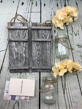 Rustic Grey Mason Jar Sconces for Home Decor Decorative Chic Hanging Wal... - $33.25
