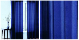 2PC Solid Sheer Panel Grommets Window Curtain Drape 63&#39; - Royal Blue - P02 - £20.28 GBP