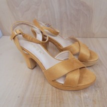 Allegra K Womens Sandals Platforms Wedges Brown Heel Ankle Strap Size 8.5 M - £25.99 GBP