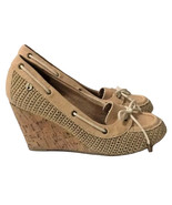 Womens The Sak Newport Katie Nude Beige Crochet Canvas Cork Wedge Heel L... - $34.64