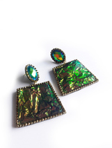 Iridescent Earrings, Green Earrings, Green Gold, Color Shift, Statement Earrings - £52.69 GBP