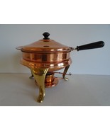 Vtg 4 pc COPPER/ BRASS ALUMINUM CHAFING Dish Double Broiler Pot Pan JAPAN - £19.65 GBP