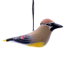 Cedar Waxwing Bird Fair Trade Nicaragua Handcrafted Wooden Ornament - $15.83