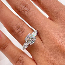 Beautiful 2.80Ct Round Cut Three Diamond Engagement Ring 14k White Gold Size 6 - £211.30 GBP
