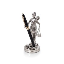 Bey Berk Antique Silver Plated Lady Justice Pen Holder - £49.77 GBP