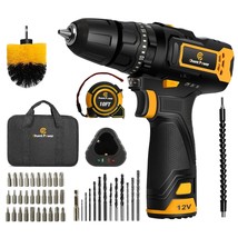 Cordless Hammer Drill, 12V Impact Drill Set With Dual-Speed, 21+1+1 Torq... - £43.90 GBP