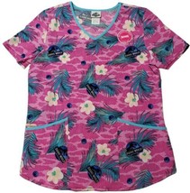 Womens Jurassic World Dinosaur Scrub Top Size Large V Neck - Dino Skin New - £13.55 GBP