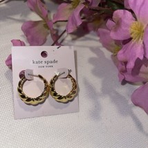 Kate Spade New York French Twist Huggie Hoop Gold Tone Earrings NEW - £42.92 GBP