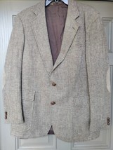 VINTAGE Men&#39;s Wool Tweed Blazer Coat Jacket Suede Patches SZ 42L Kuppenh... - £14.65 GBP