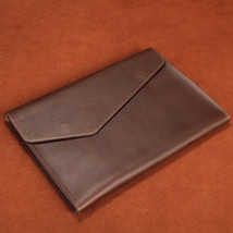 Genuine Leather A4 Business Folder Office Vintage Document Bag File Organizer - £40.75 GBP