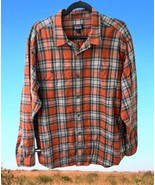 Patagonia Organic Cotton Flannel Button Shirt Plaid Size XL orange blue ... - $23.71