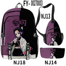 2023  Tomioka Giyuu  Backpack 3Pcs/set Schoolbag Chest Bag Pencil Case Boys Girl - £141.41 GBP