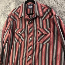 Wrangler Pearlsnap Shirt Mens 3XLT 19x36 Tall Red Striped Rodeo Western ... - £11.10 GBP