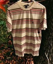 NWT Volcom Stone Mens SIZE Small Ivory, Brown And Salmon Striped T-shirt... - £14.27 GBP