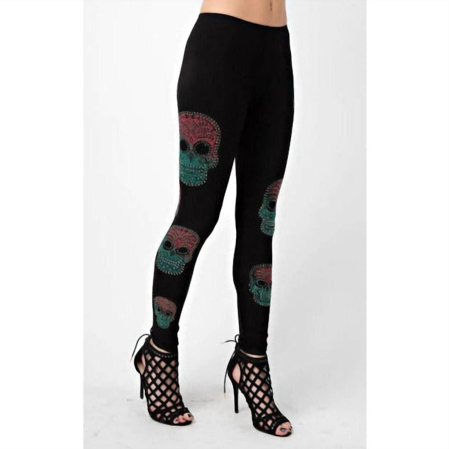 Vocal Apparel rhinestone sugar skulls leggings size S - $24.75