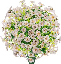 Tepaler 4 Pcs. White Artificial Flowers Bulk Uv Resistant Fake Plants For - £23.54 GBP