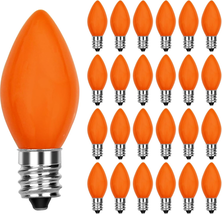 25 Pack C7 LED Halloween Orange Replacement Lights Bulbs, - $22.26
