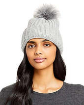 Aqua Knit Pompom Hat, Os, Gray - £26.71 GBP