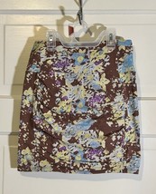 Free People ~NWT~Size XS Brown W/Floral Print Ruched Lined Mini Skirt - £11.14 GBP