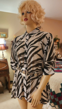 Alfani Black &amp; White Zebra Print Sheer Shirt Size 16 - $11.87