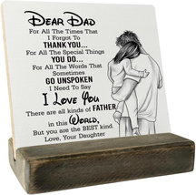 Gifts for Dad from Daughter Wood Plaque Gift, Dear Dad I Love You,Plaque with Wo - £20.48 GBP
