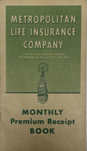 Vintage Metropolitan Life Insurance Company Monthly Premium Receipt Book 1951 - £7.84 GBP