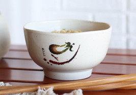 Pack Of 6 Melamine Eggplant Zen Swirl Wavy Soup Dessert Rice Ochawan Bow... - $28.99