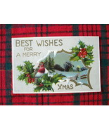 Antique Embossed Best Wishes For A Merry Christmas Postcard - 1900&#39;s Pos... - $9.99