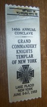 1953 140TH ANNUAL ENCLAVE KNIGHTS TEMPLAR LAKE PLACID NY MASONIC RIBBON KT - $9.89
