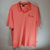 Greg Norman Mens Golf Polo Shirt 2XL Orange Peach Striped - $13.98