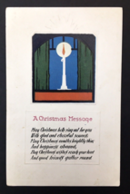 Christmas Candle Lit In Window Holiday Message Poem Antique PC Embossed C231 - £3.16 GBP