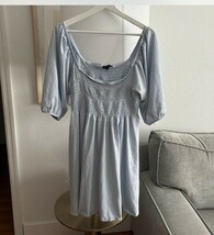 J Crew  Blue Babydoll Summer Cottagecore Milkmaid Off The Shoulder Cute ... - $29.00